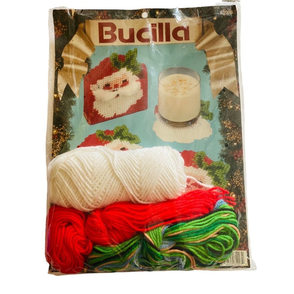 Vintage 1991‎ Unopened Bucilla Christmas Holiday Needlepoint Coasters Kit 61003
